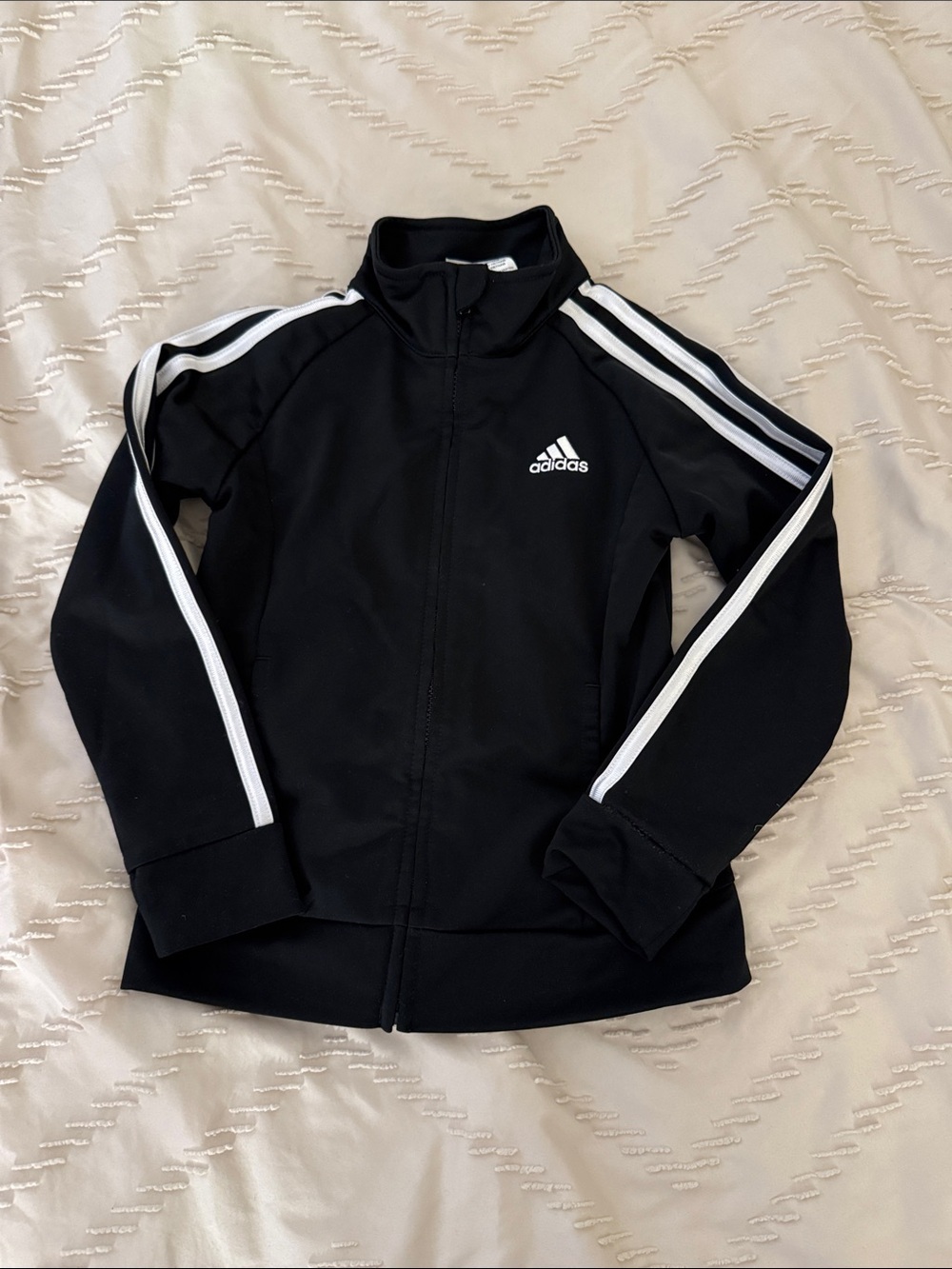 adidas Black Jacket with White Stripe Accents